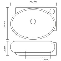 Rackhams Ceramic Bathroom Sink Basin Faucet/Overflow Hole Black Round - thumbnail 6