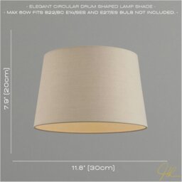 Rackhams Designer Taupe Beige Naturally Textured Linen Lamp Shade in Drum Shape - thumbnail 6
