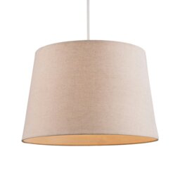 Rackhams Designer Taupe Beige Naturally Textured Linen Lamp Shade in Drum Shape - thumbnail 2