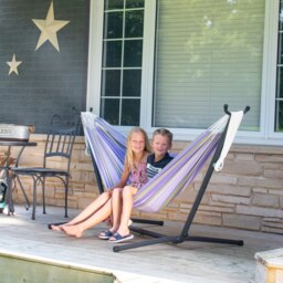 Rackhams Double Cotton Hammock with Stand (250cm) - Tranquility - thumbnail 2