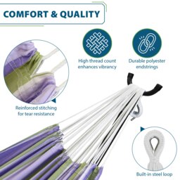Rackhams Double Cotton Hammock with Stand (250cm) - Tranquility - thumbnail 5