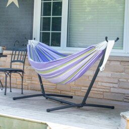 Rackhams Double Cotton Hammock with Stand (250cm) - Tranquility - thumbnail 3