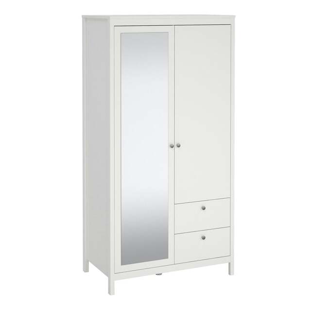 Rackhams Madrid Wardrobe with 1 door + 1 mirror door + 2 drawers White - White - Malemine - 1 - image 1