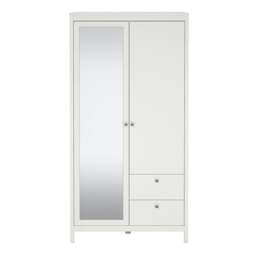 Rackhams Madrid Wardrobe with 1 door + 1 mirror door + 2 drawers White - White - Malemine - 1 - thumbnail 2