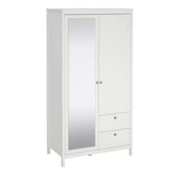 Rackhams Madrid Wardrobe with 1 door + 1 mirror door + 2 drawers White - White - Malemine - 1