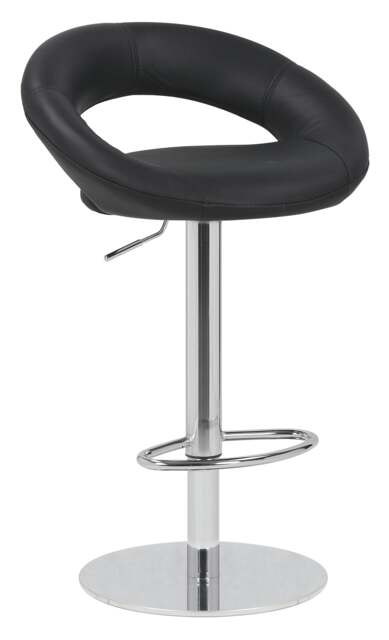 Rackhams Deluxe Sorrento Real Leather Kitchen & Breakasft Bar Stool, Adjustable Swivel Gas Lift, Black - image 1