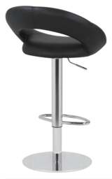 Rackhams Deluxe Sorrento Real Leather Kitchen & Breakasft Bar Stool,  Adjustable Swivel Gas Lift, Black - thumbnail 4