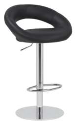 Rackhams Deluxe Sorrento Real Leather Kitchen & Breakasft Bar Stool,  Adjustable Swivel Gas Lift, Black - thumbnail 1