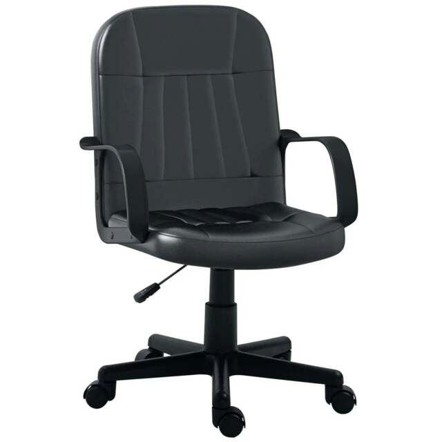 Rackhams Swivel Executive Office Chair, PU Leather Computer Desk Chair with Adjustable Height, Wheels, Black - image 1