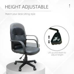 Rackhams Swivel Executive Office Chair, PU Leather Computer Desk Chair with Adjustable Height, Wheels, Black - thumbnail 4