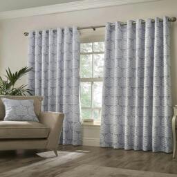 Rackhams Horto Eyelet Curtains - Blue - 90in x 72in - Blue - 100% Polyester - thumbnail 2