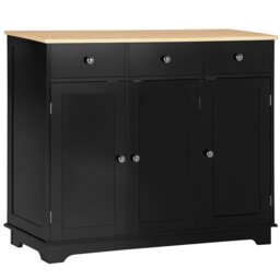Rackhams Sideboard Buffet Cabinet with Storage Cabinets and Drawers Black - Black - Smooth - Sideboard - thumbnail 2