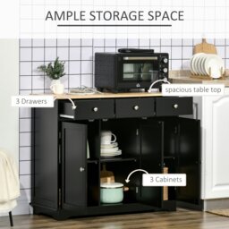 Rackhams Sideboard Buffet Cabinet with Storage Cabinets and Drawers Black - Black - Smooth - Sideboard - thumbnail 4