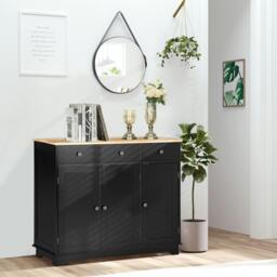 Rackhams Sideboard Buffet Cabinet with Storage Cabinets and Drawers Black - Black - Smooth - Sideboard - thumbnail 1