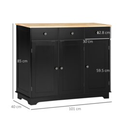 Rackhams Sideboard Buffet Cabinet with Storage Cabinets and Drawers Black - Black - Smooth - Sideboard - thumbnail 6
