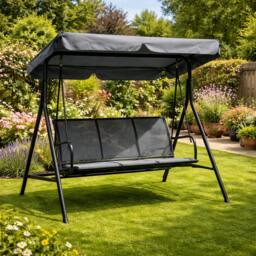 Rackhams Textaline Three Seater Garden Hammock Grey - All-Weather Outdoor Hammock - Gray - thumbnail 2