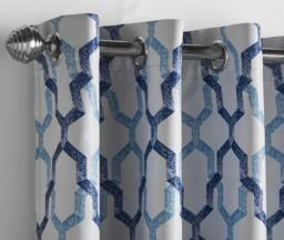 Rackhams Geo Blackout Ring Top Curtains - Yellow - 168cm width x 229cm drop - thumbnail 4