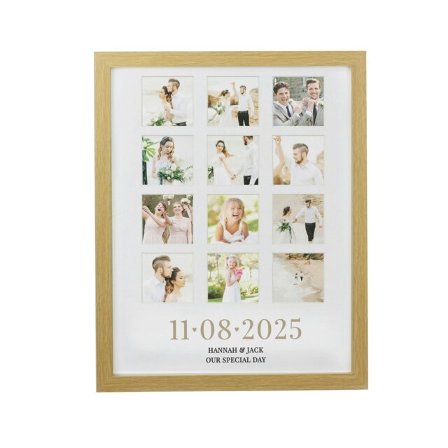 Rackhams Personalised Special Date Oak Multi Photo Frame - image 1