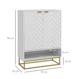 Rackhams Shoe Cabinet with 2 Chevron Doors, Adjustable Shelf for 12 Pairs - thumbnail 5