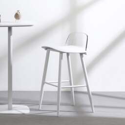 Rackhams DhiaJureen Nordic Bar Stool, Wooden - White - 78cm - thumbnail 4