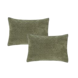 Rackhams Attica Velvet Embroidered Pillow sham Pair Green - Green - thumbnail 3
