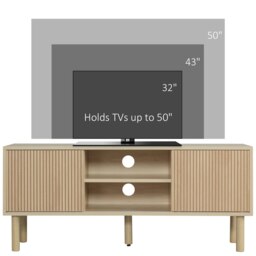 "Rackhams TV Stand Cabinet for TVs up to 50"" with Sliding Doors, Natural" - thumbnail 3