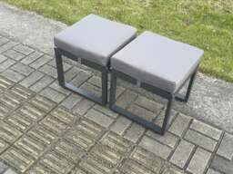 Rackhams Aluminium Outdoor Garden Furniture Set Patio Lounge Sofa with Square Coffee Table 3 Footstools Conservatory Set Dark Grey - thumbnail 5