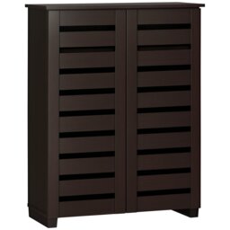 Rackhams Shoe Storage Cabinet with Slatted Doors for 15 Pairs of Shoes Brown - thumbnail 2