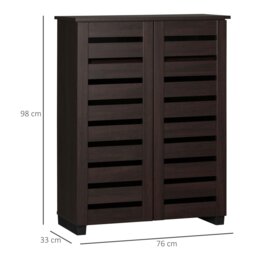 Rackhams Shoe Storage Cabinet with Slatted Doors for 15 Pairs of Shoes Brown - thumbnail 5