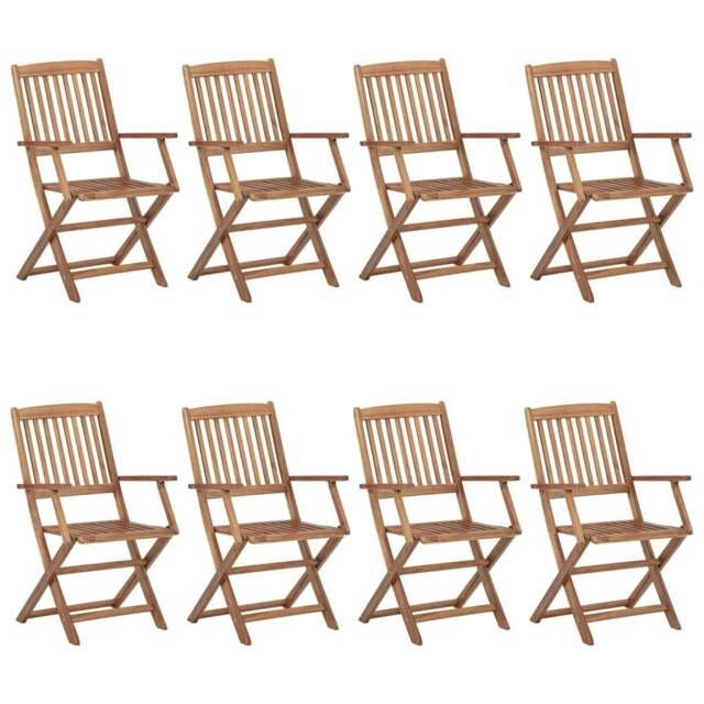 Rackhams Folding Outdoor Chairs 8 pcs Solid Acacia Wood