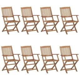 Rackhams Folding Outdoor Chairs 8 pcs Solid Acacia Wood - Brown - Solid acacia wood with oil finish
