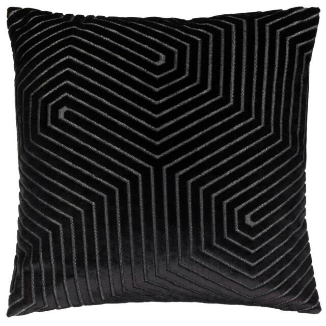Rackhams Evoke Cut Cushion Cover - Black - 55cm x 55cm - Black - 100% Polyester - image 1