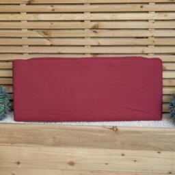 Rackhams 2 Seater Chunky Rustic Wooden Garden Furniture Bench With Coffee Table & Burgundy Cushions - thumbnail 2
