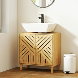 Rackhams Bamboo Bathroom Under Sink Cabinet with Adjustable Shelf, Natural - Natural