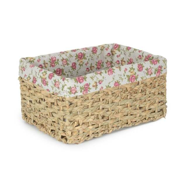 Rackhams Thatch Grass Woven Storage Basket with Garden Rose Cotton Lining - Extra Large - image 1
