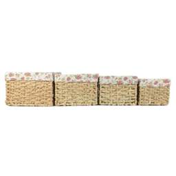 Rackhams Thatch Grass Woven Storage Basket with Garden Rose Cotton Lining - Extra Large - thumbnail 4