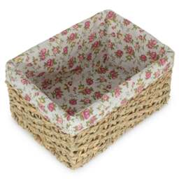 Rackhams Thatch Grass Woven Storage Basket with Garden Rose Cotton Lining - Extra Large - thumbnail 5
