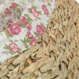 Rackhams Thatch Grass Woven Storage Basket with Garden Rose Cotton Lining - Extra Large - thumbnail 6
