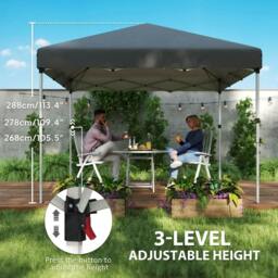 Rackhams 3 x 3 (M) Pop Up Gazebo, UPF 30+ with 2 Sidewalls, Leg Weight Bags and Wheeled Bag, Height Adjustable Party Tent Event Shelter, Dark Grey - thumbnail 6