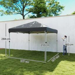 Rackhams 3 x 3 (M) Pop Up Gazebo, UPF 30+ with 2 Sidewalls, Leg Weight Bags and Wheeled Bag, Height Adjustable Party Tent Event Shelter, Dark Grey - thumbnail 3