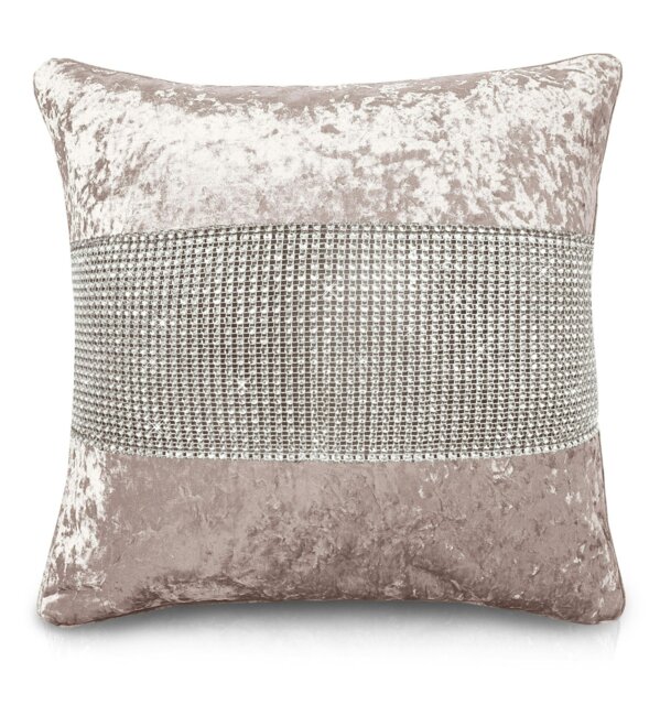 Rackhams Luxury Crushed Velvet Diamonte Detail Cushion - 43cm x 43cm - Blush Pink - image 1
