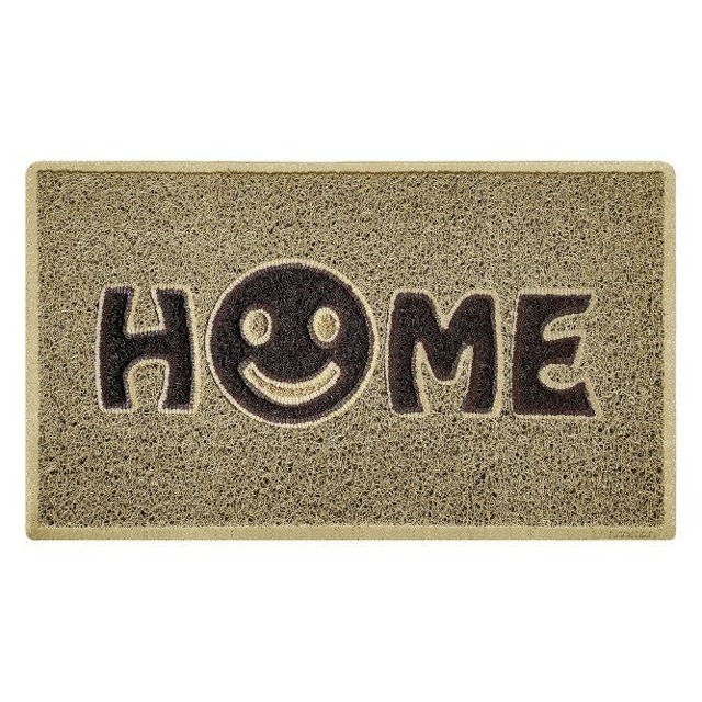 Rackhams Home Smile Inlay Embossed Doormat - Beige - image 1