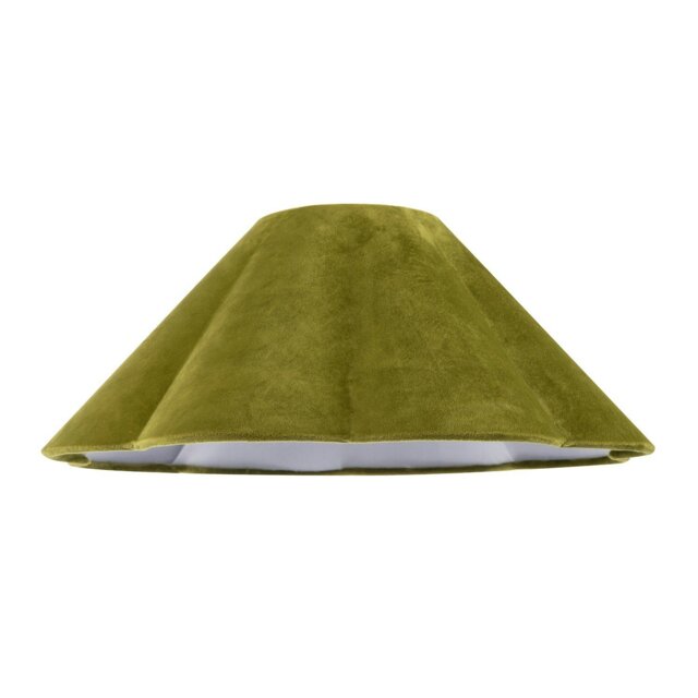 Rackhams Olive Green Velvet Fabric Empire Lamp Shade with Elegant Scallop Edges - image 1