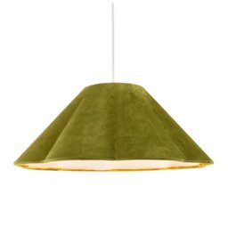 Rackhams Olive Green Velvet Fabric Empire Lamp Shade with Elegant Scallop Edges - thumbnail 3