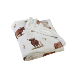 Rackhams Angus Highland Cow Cosy Fleece Blanket Throw Natural - 130 x 170 cm - Natural - thumbnail 4
