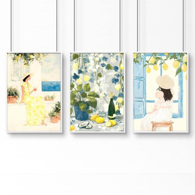 Rackhams Prints of Lemons - Set of 3 Italian Lifestyle Wall art Prints - A2 16.54 x 23.39 in / 42 x 59.4 cm - Satin Photo paper 280 gsm - White Frame - image 1