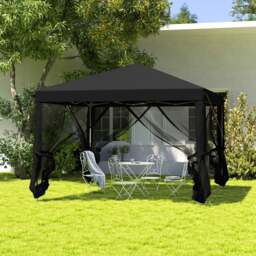 Rackhams Heavy Duty Pop Up Gazebo with Removable Mesh Sidewall Black - thumbnail 2