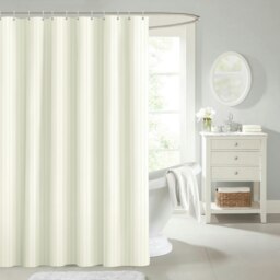 Rackhams Luxury Striped Shower Curtain - 180cm x 180cm - White - thumbnail 2