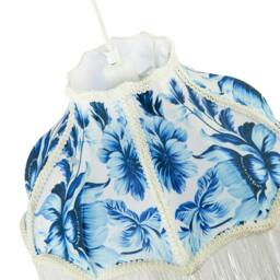 Rackhams Vibrant Blue Floral Handmade Victorian Lamp Shade with White Trims - thumbnail 3