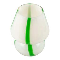 Rackhams Handcrafted Art Glass Table Lamp in Soft White with Bold Green Ribbons - thumbnail 3